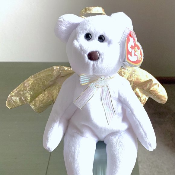 2000 4269 Halo II Retired Angel Teddy Bear Metallic Gold Ty Beanie Baby MWMT - Picture 1 of 6
